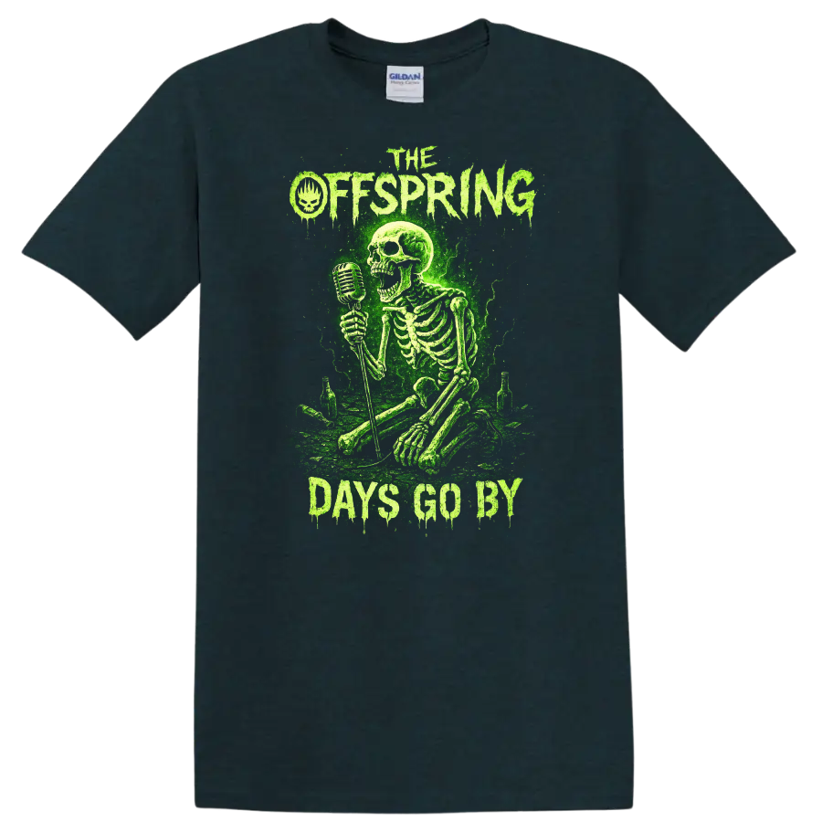 The Offspring Days Go By Green Skeleton Retro Rock T Shirt - Midnight (Green)