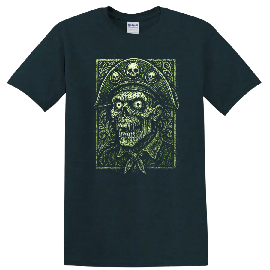 Retro Skull Heavy Metal Legend Graphic T Shirt for Rock Fans - Midnight (Green)