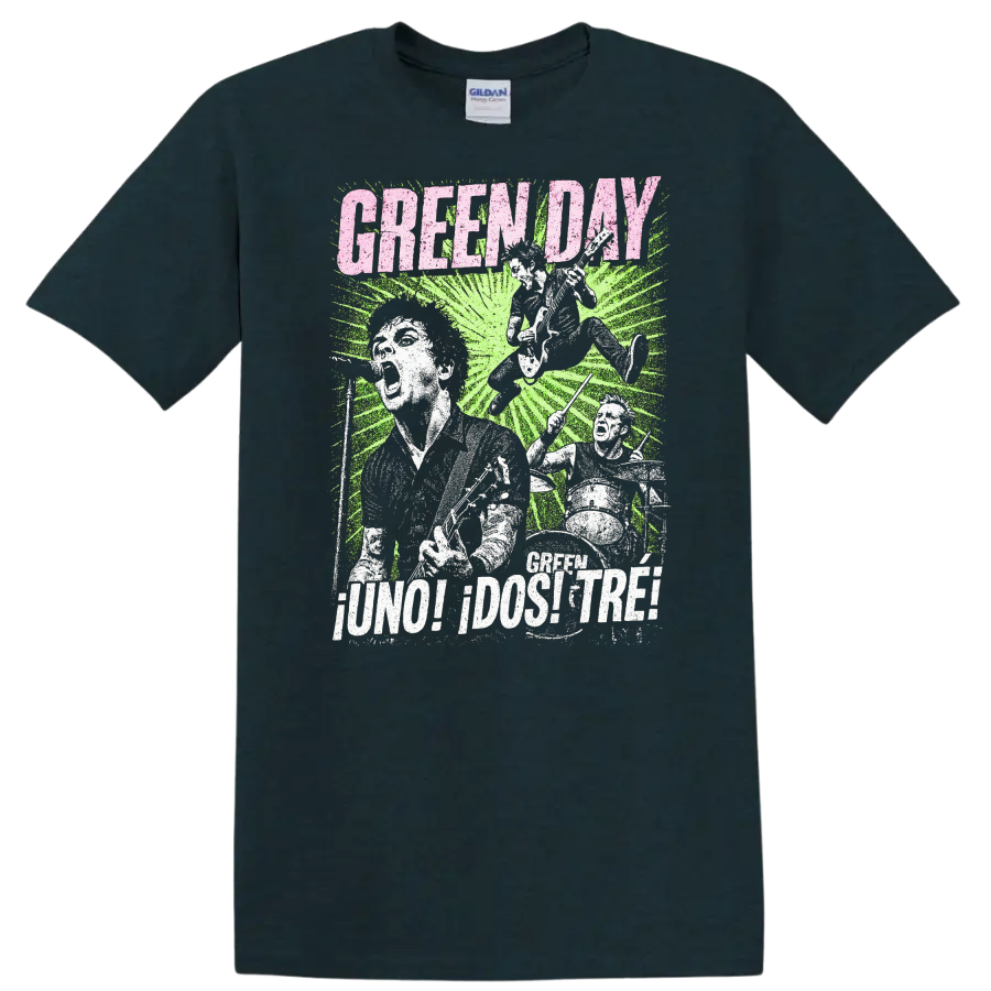 Green Day Punk Rock Retro Heavy Metal Album Style T Shirt - Midnight (Green)