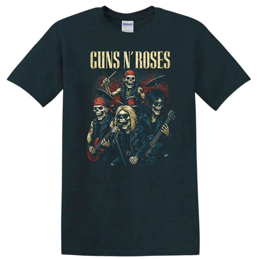 Guns N' Roses Retro Heavy Metal Band Album Cover Style T Shirt - Midnight (Green)