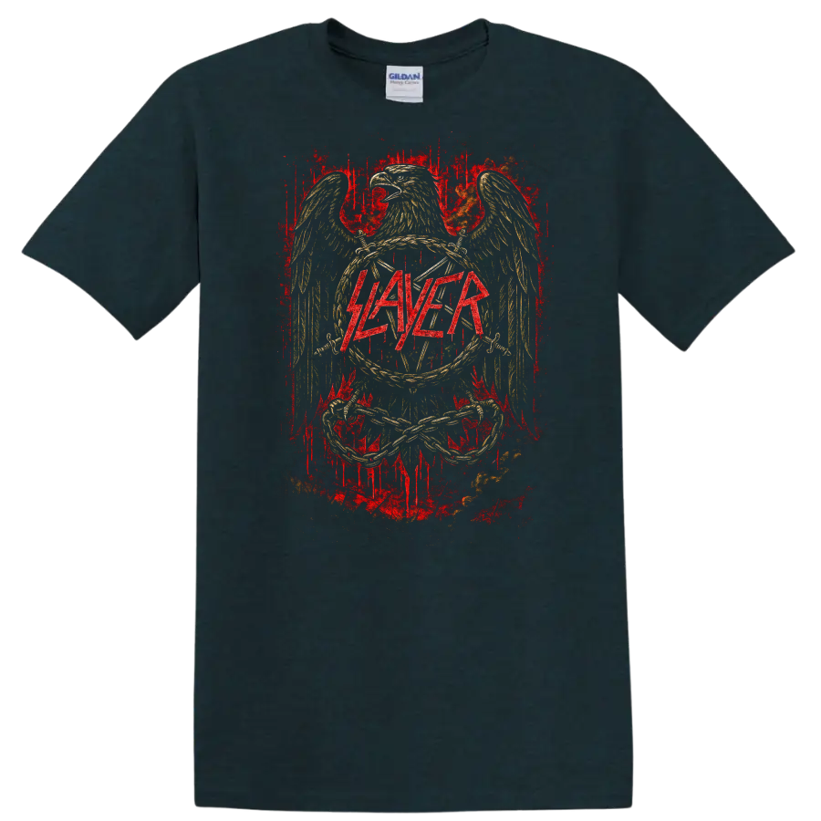 SLAYER Retro Heavy Metal Band Album Cover Style T Shirt - Midnight (Green)