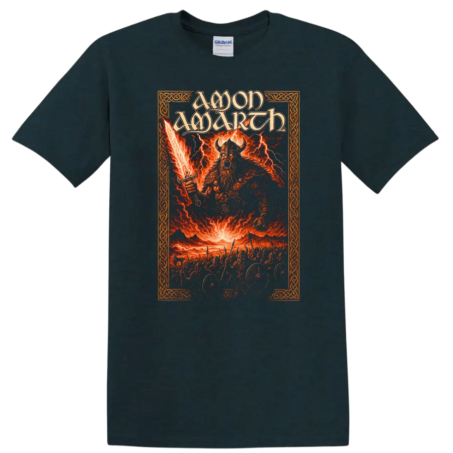 Amon Amarth Viking Heavy Metal Album Art T Shirt on a Midnight (Green) T Shirt