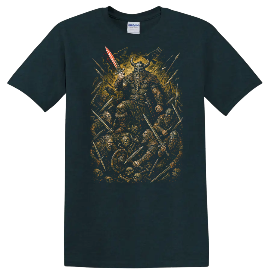 Retro Heavy Metal Warrior T Shirt Vintage Rock Album Cover Style - Midnight (Green)