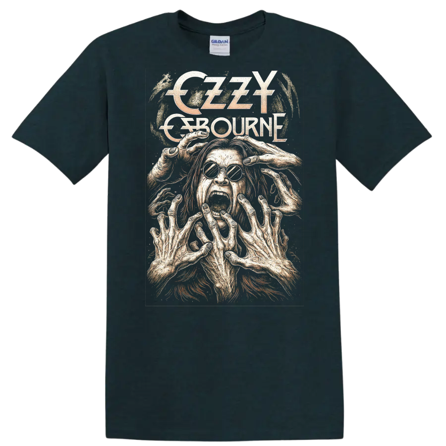 Creepy Retro Rock Legend Horror Face Album Cover Style T Shirt - Midnight (Green)
