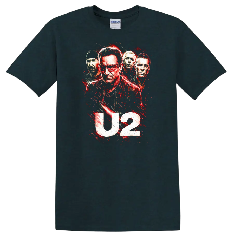 U2 Retro Rock Heavy Metal Album Cover Style T Shirt - Midnight (Green)