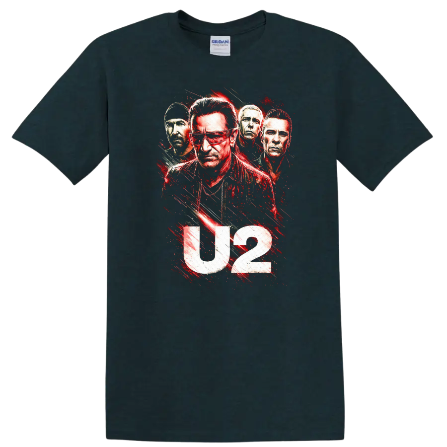 U2 Retro Rock Heavy Metal Album Cover Style T Shirt on a Midnight (Green) T Shirt
