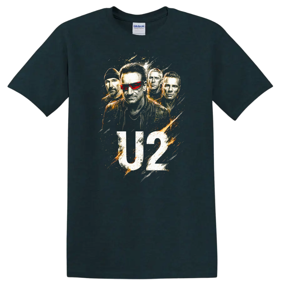 U2 Retro Rock Heavy Metal Album Cover Legend Style T Shirt - Midnight (Green)
