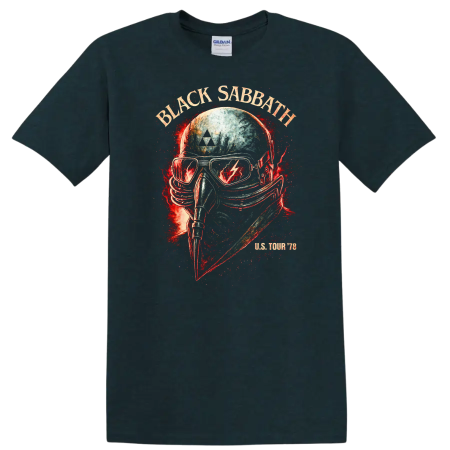 Black Sabbath Retro Heavy Metal Album Style T Shirt for Rock Fans - Midnight (Green)