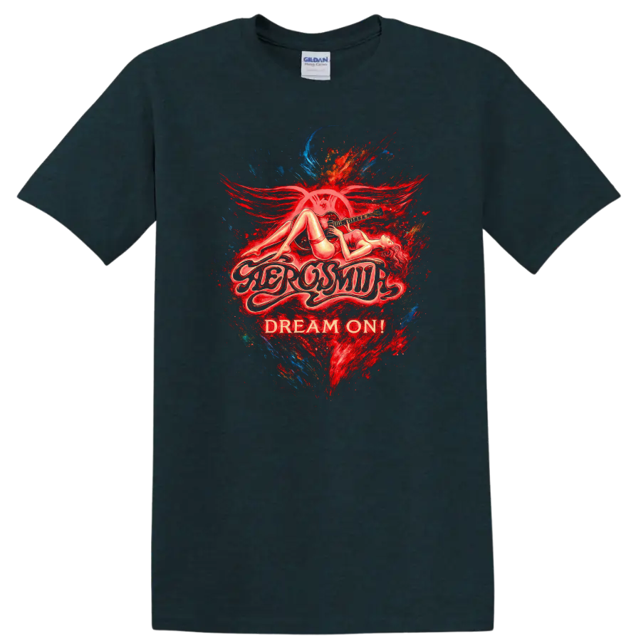 Retro Rock Dream On Heavy Metal Legend Style T Shirt - Midnight (Green)