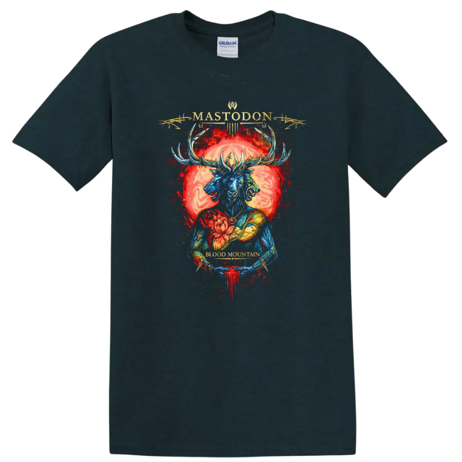 Mastodon Retro Heavy Metal Album Cover Style T Shirt - Midnight (Green)