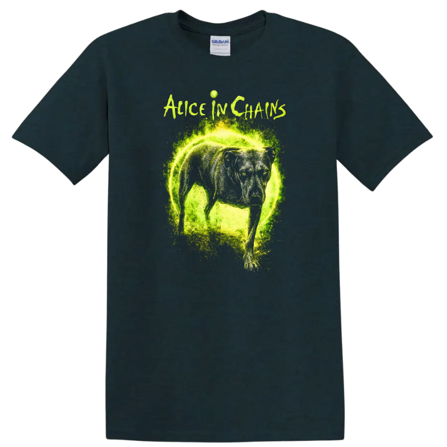 Alice in Chains Retro Heavy Metal Album Art T Shirt - Midnight (Green)