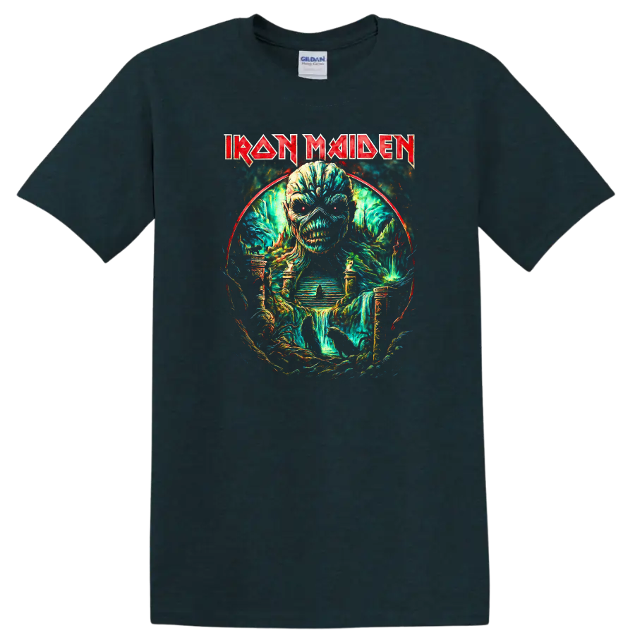 Iron Maiden Heavy Metal Album Art Skull T Shirt Retro Rock Legend - Midnight (Green)