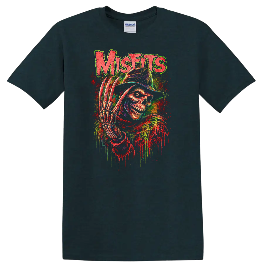 Misfits Retro Heavy Metal Skull T Shirt Neon Album Cover Legend - Midnight (Green)