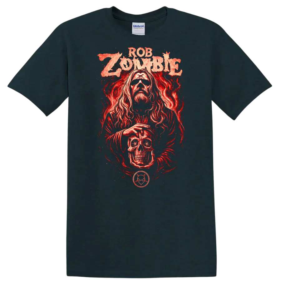 Rob Zombie Heavy Metal Album Art Style Red Graphic T Shirt - Midnight (Green)