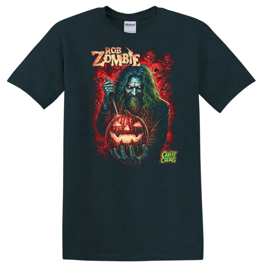 Retro Zombie Rock Legend Album Cover T Shirt Heavy Metal Horror Graphic - Midnight (Green)