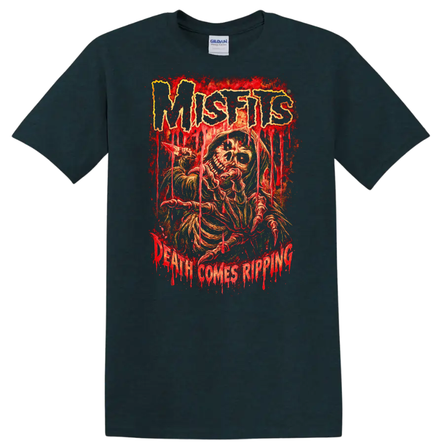 Misfits Horror Skull Heavy Metal Retro Rock T Shirt - Midnight (Green)