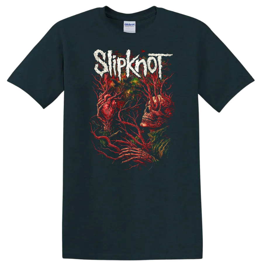 Slipknot Heavy Metal Band Logo Style T Shirt Retro Rock Graphic - Midnight (Green)