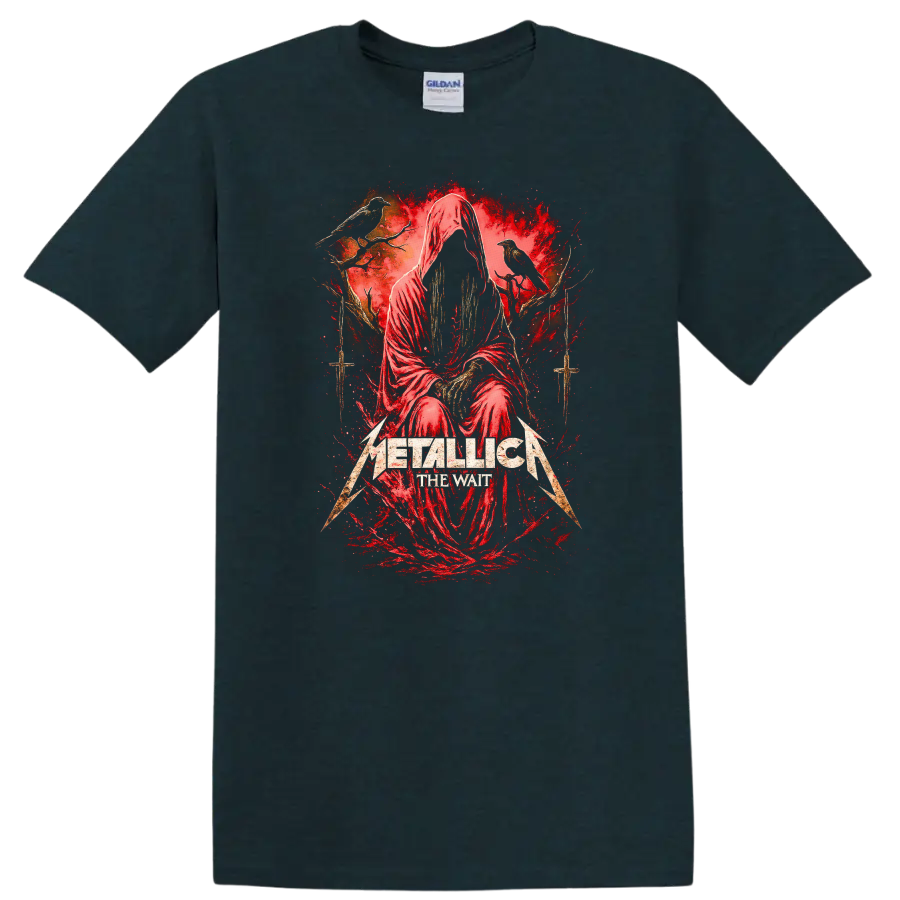 Metallica The Wait Retro Heavy Metal Album Art T Shirt - Midnight (Green)
