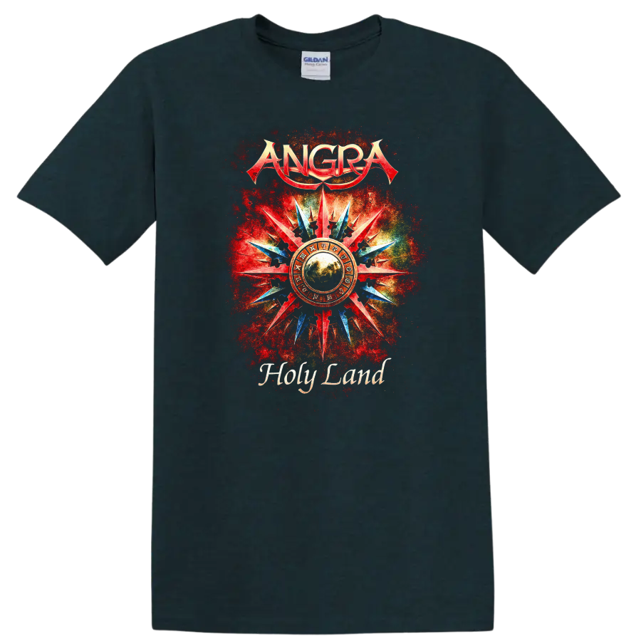 ANGRA Holy Land Retro Heavy Metal Album Art T Shirt - Midnight (Green)