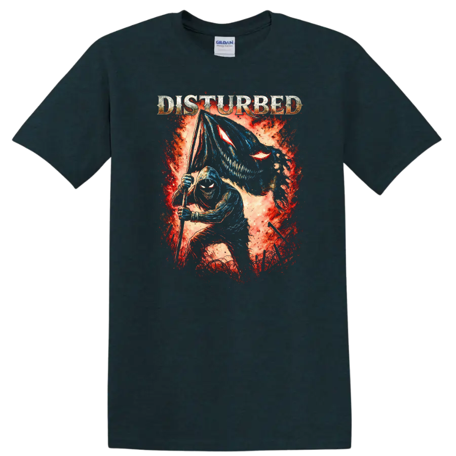 Disturbed Heavy Metal Album Cover Legend Style T Shirt - Midnight (Green)