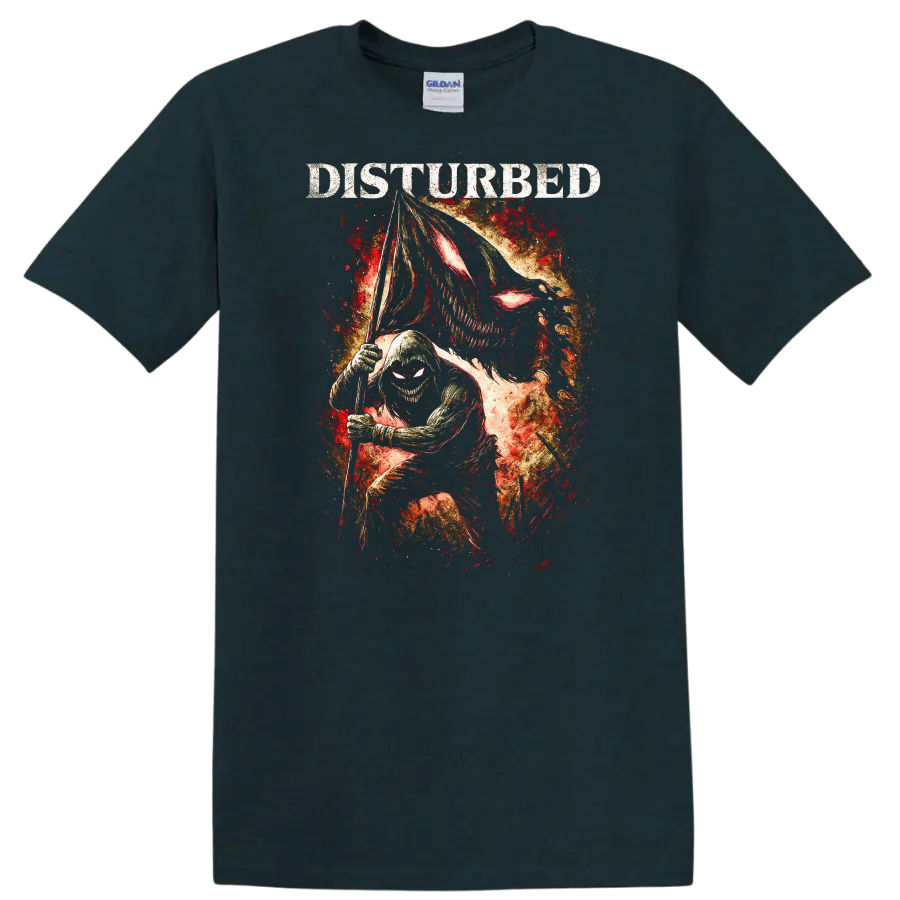 Disturbed Heavy Metal Album Style Skull Reaper Graphic T Shirt - Midnight (Green)
