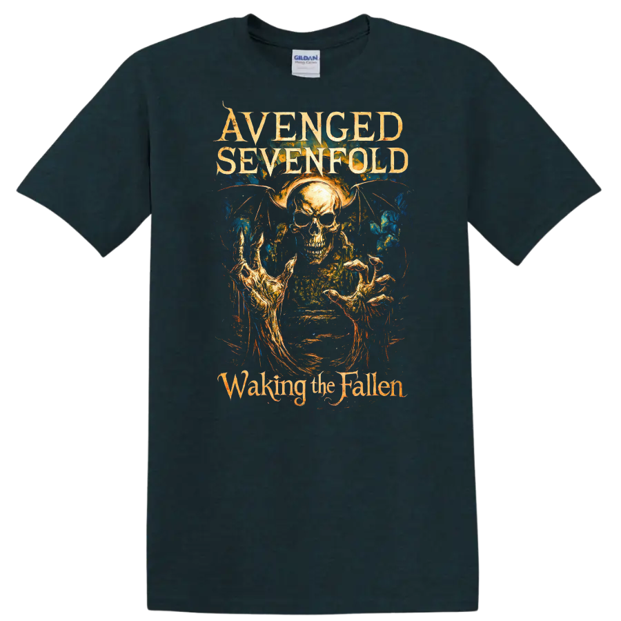 Avenged Sevenfold Waking the Fallen Retro Metal Album Art T Shirt - Midnight (Green)