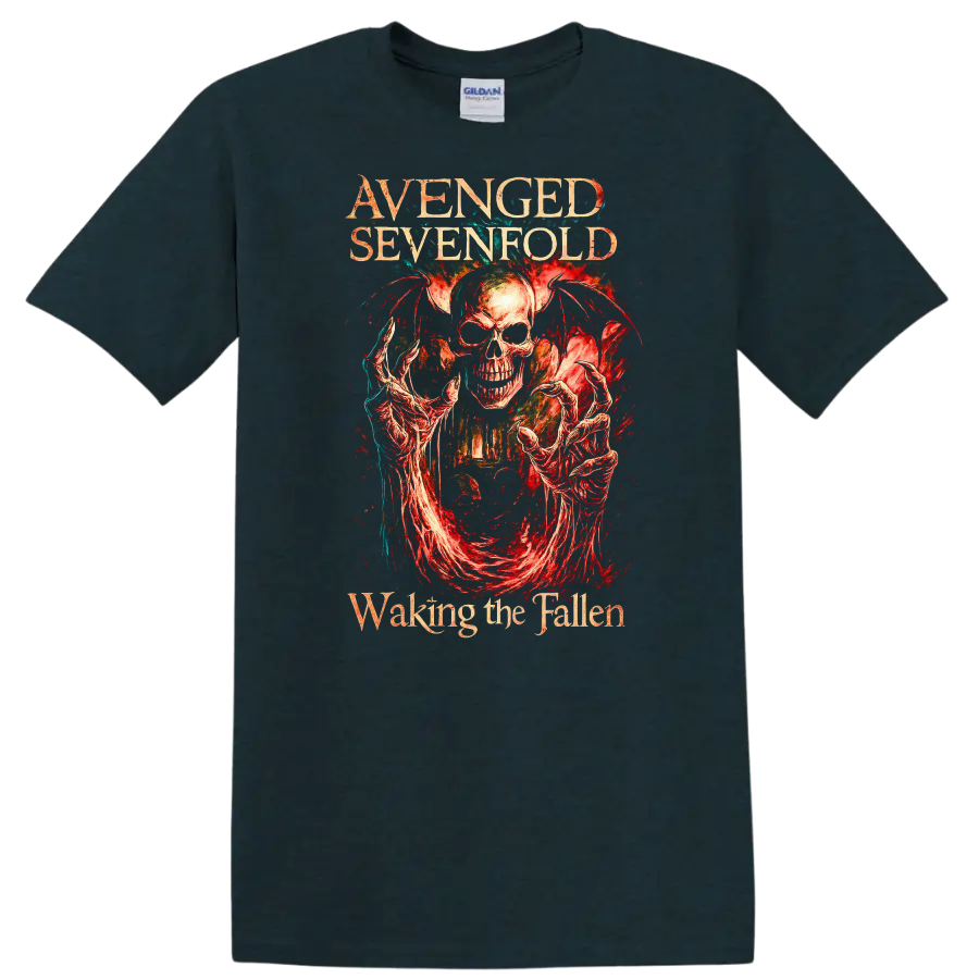 Avenged Sevenfold Retro Heavy Metal Skull Album Art T Shirt - Midnight (Green)
