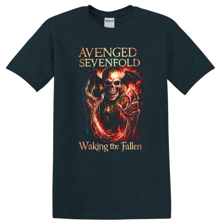 Avenged Sevenfold Retro Heavy Metal Skull Album Art T Shirt on a Midnight (Green) T Shirt