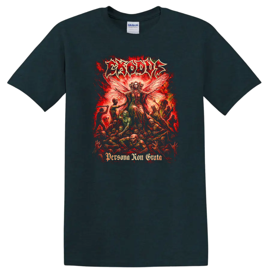 Erosus Retro Heavy Metal Album Cover Style T Shirt Red Gothic Art - Midnight (Green)