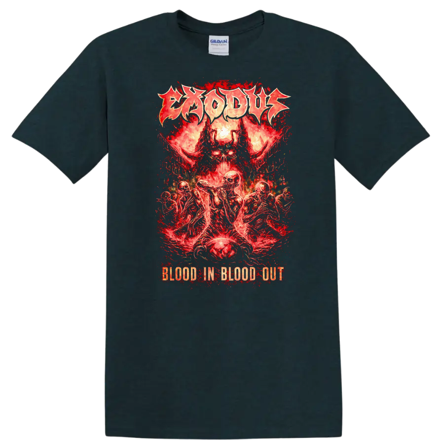 Blood In Blood Out Retro Heavy Metal Skull T Shirt - Midnight (Green)
