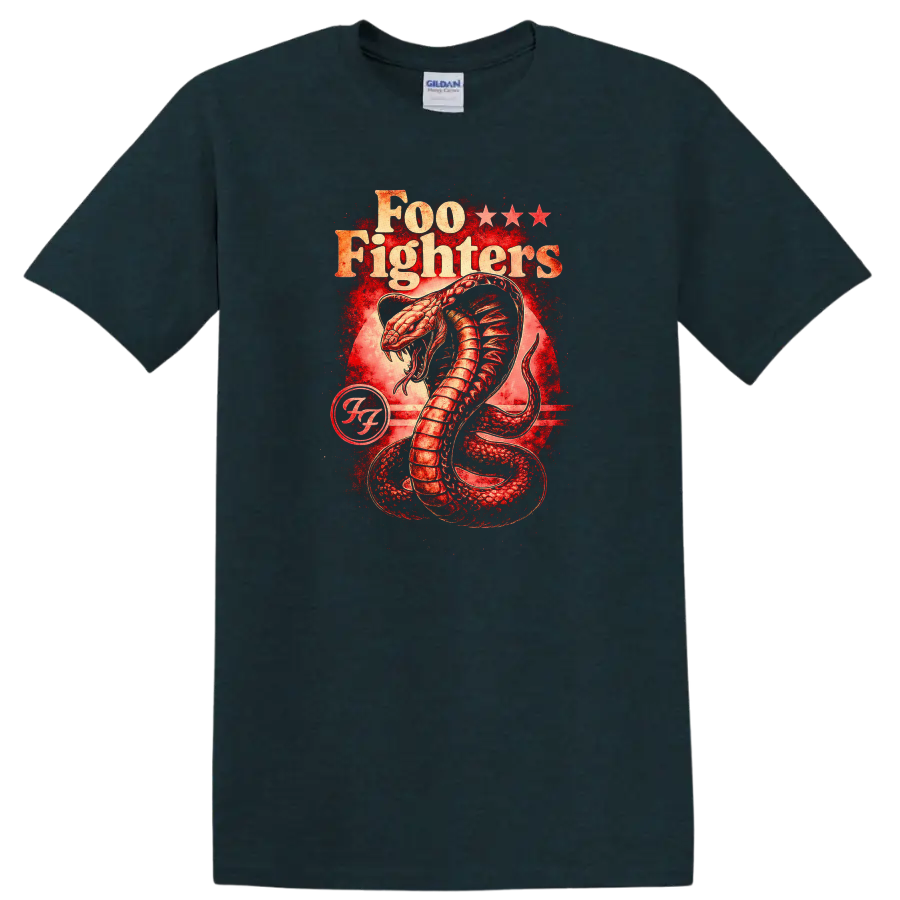 Foo Fighters Retro Heavy Metal Cobra Album Cover Style T Shirt - Midnight (Green)