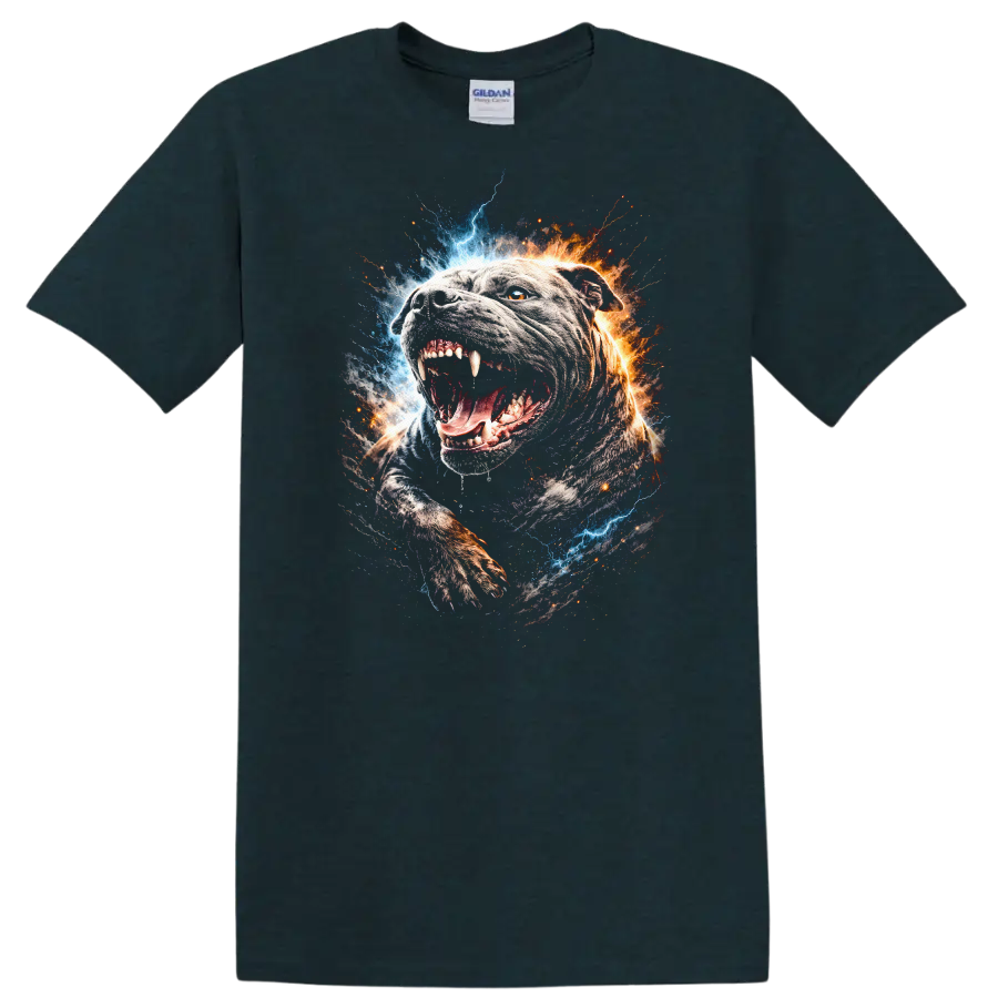 Electric Pit Bull Lightning Burst Graphic T Shirt for Dog Lovers - Midnight (Green)