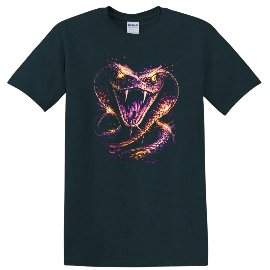 Neon Snake Cobra Watercolor Glow Animals T Shirt - Midnight (Green)