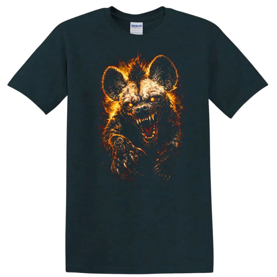 Fiery Werewolf Howling Wolf Head Graphic T Shirt for Animal Lovers - Midnight (Green)