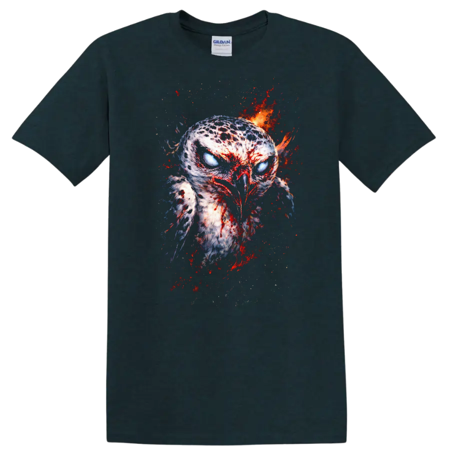 Blood Splatter Owl Fierce Wildlife Graphic T Shirt - Midnight (Green)