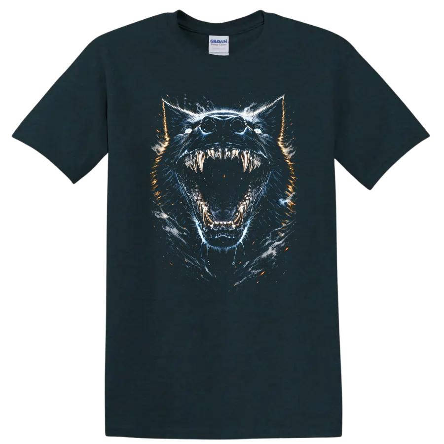 Blue Tiger Mouth Open Fierce Animal Graphic T Shirt - Midnight (Green)