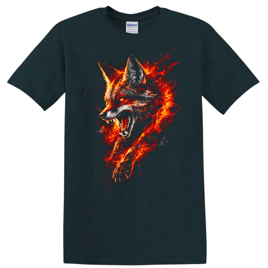 Fiery Fox Head Animals Graphic T Shirt for Bold Wildlife Style - Midnight (Green)