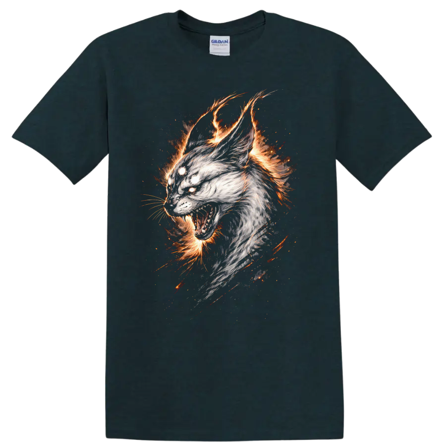 Fierce Flame White Tiger Head T Shirt for Animal Lovers - Midnight (Green)