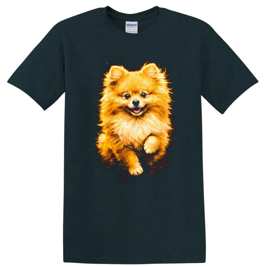 Fluffy Pomeranian Dog Portrait Cute Breed Lover T Shirt - Midnight (Green)
