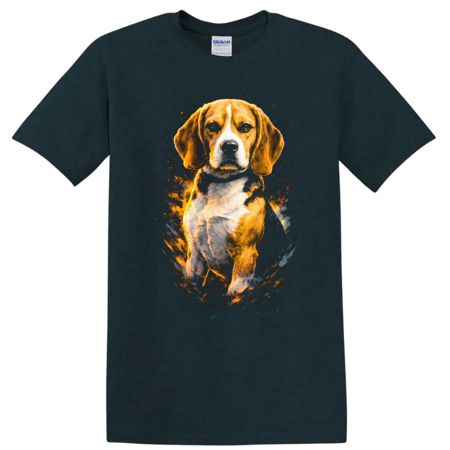 Beagle Dog Splash Art T Shirt Colorful Breed Portrait Gift - Midnight (Green)