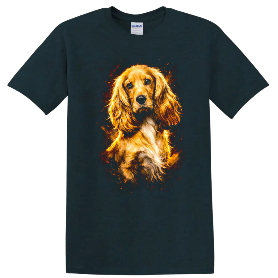 Golden Spaniel Portrait Dog Lover T Shirt for Breed Fans and Pet Owners - Midnight (Green)