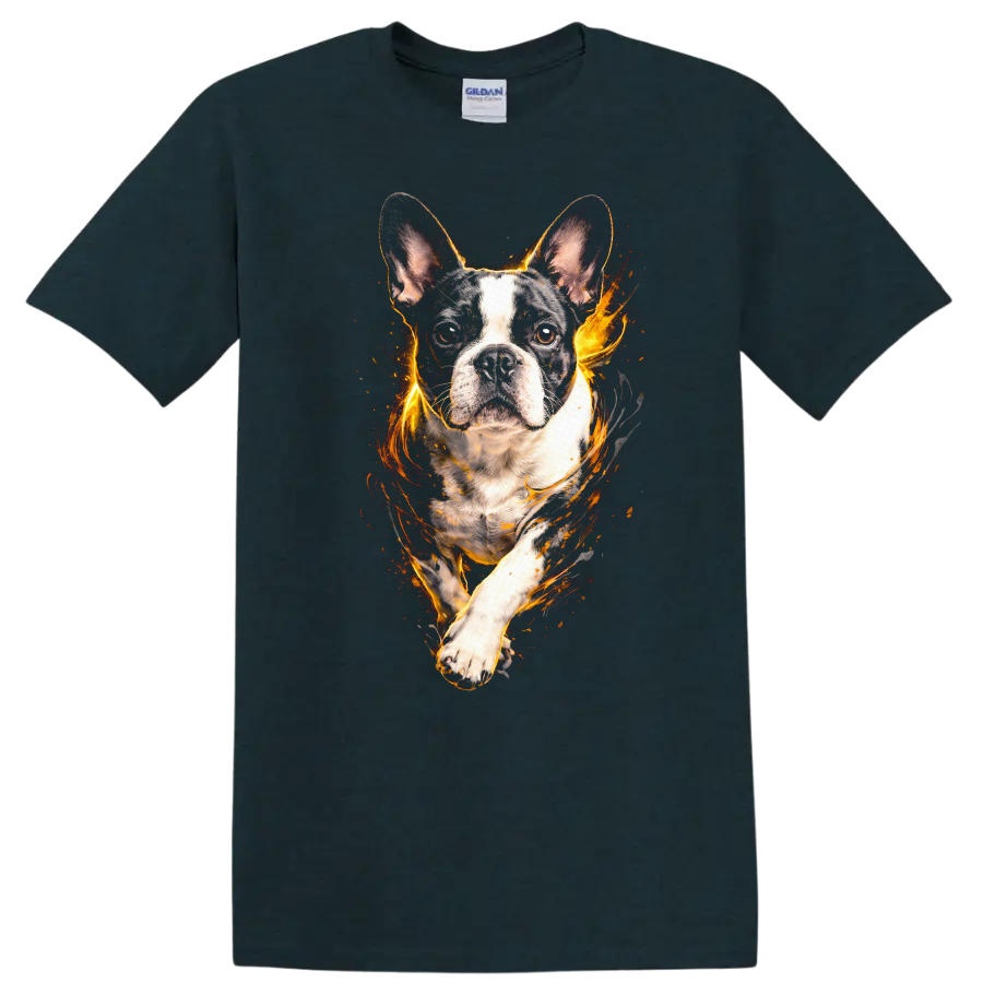 French Bulldog Fire Glow Portrait T Shirt for Dog Lovers - Midnight (Green)