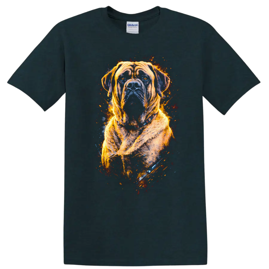 Flaming Cane Corso Dog Portrait T Shirt for Dog Lovers on a Midnight (Green) T Shirt