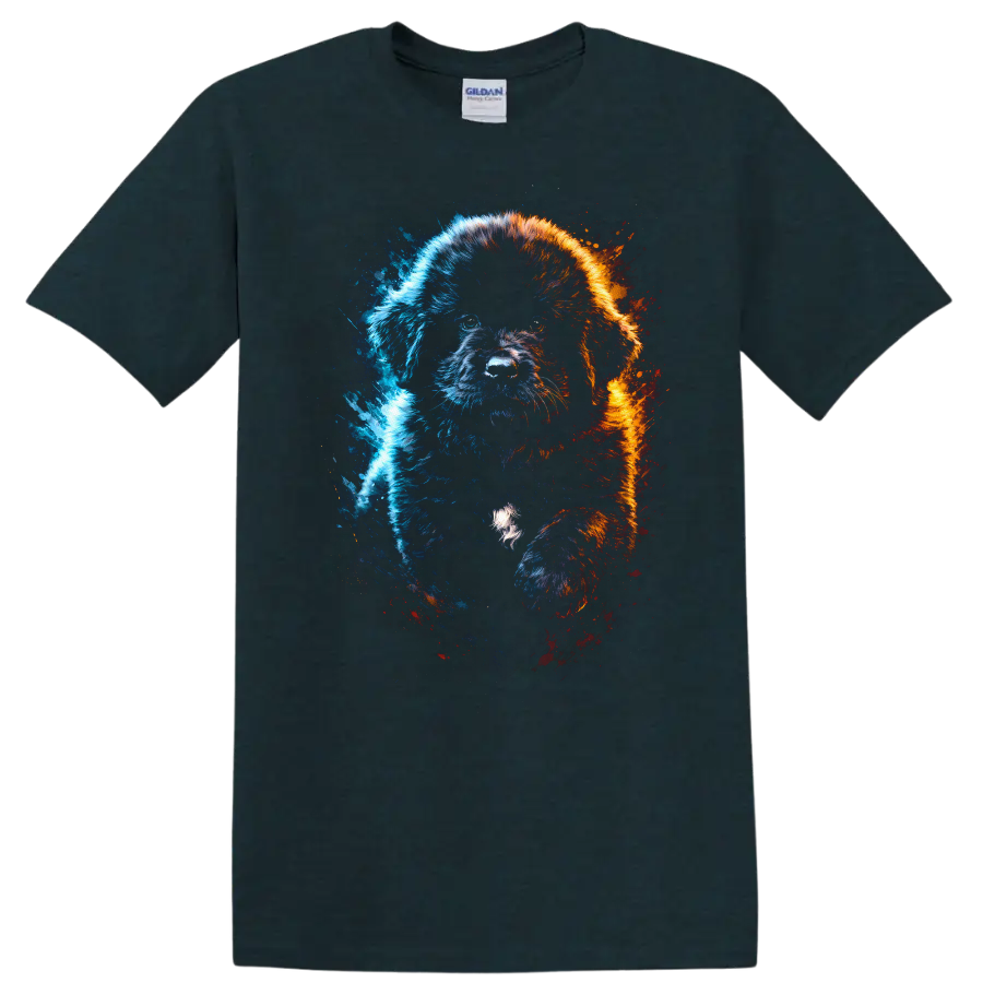 Color Splash Puppy Portrait T Shirt for Dog Lovers and Pet Owners on a Midnight (Green) T Shirt
