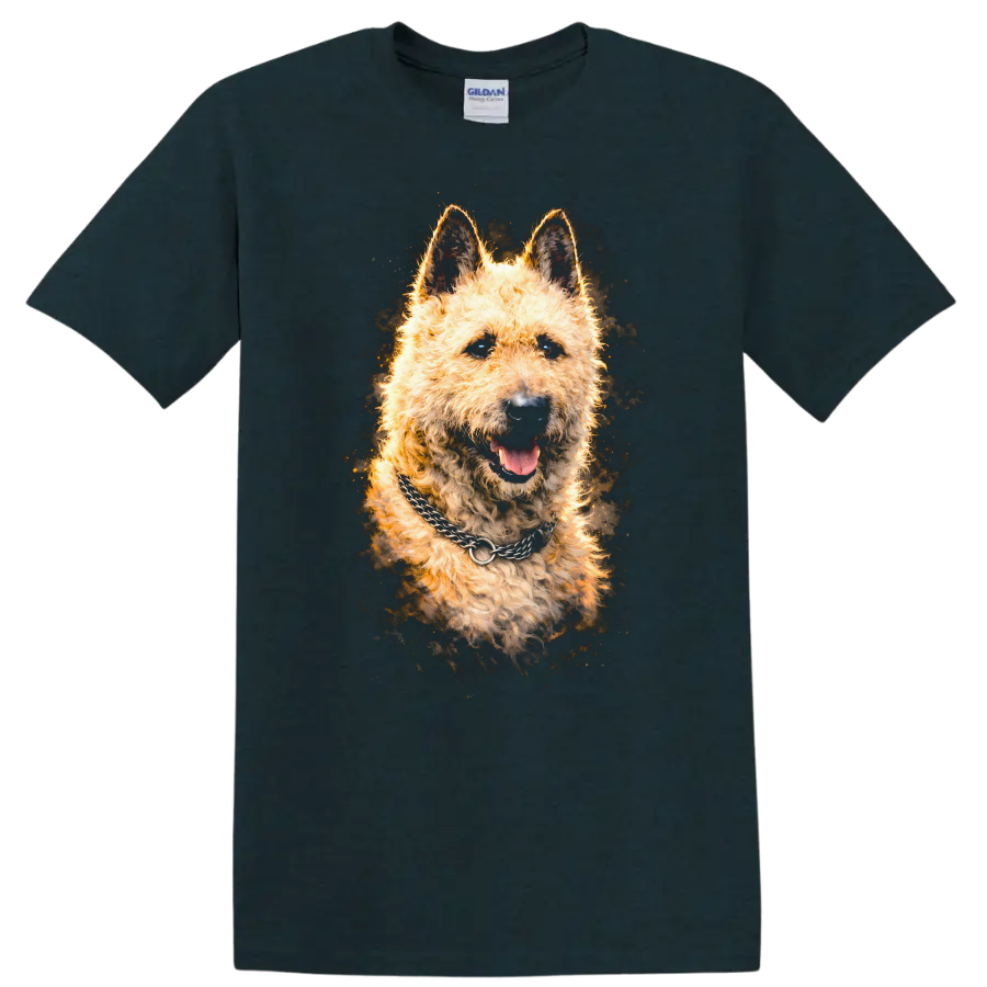 Fluffy German Shepherd Portrait T Shirt Dog Lover Graphic Tee on a Midnight (Green) T Shirt