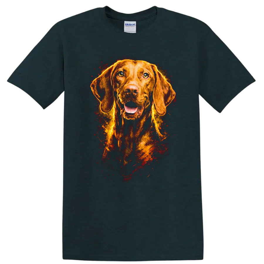 Liver Chestnut Dog Portrait T Shirt Bold Fire Splash Pet Lover Tee - Midnight (Green)