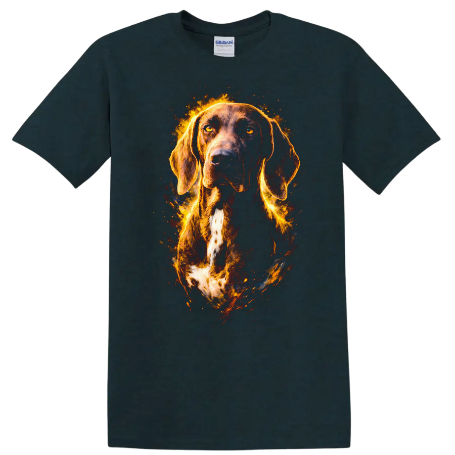 German Shorthaired Pointer Fire Glow Portrait T Shirt - Midnight (Green)