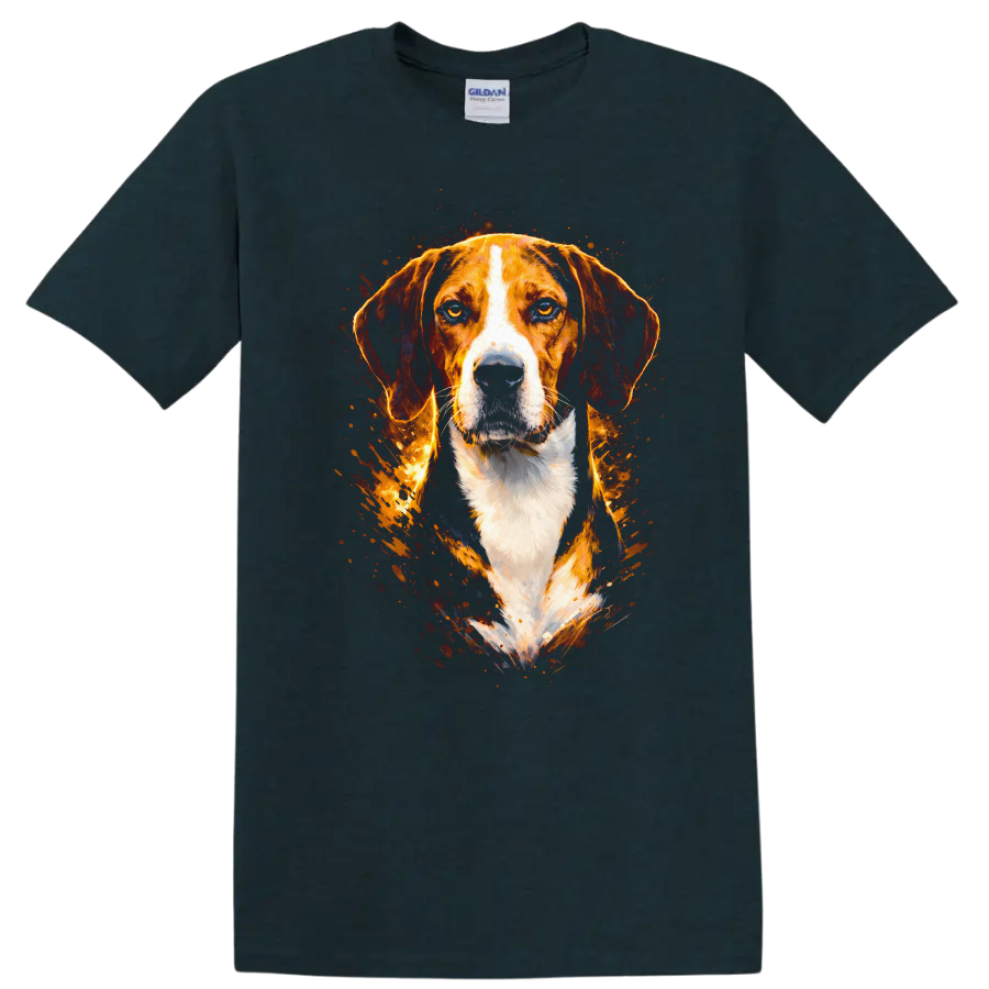 Beagle Dog Splash Art T Shirt Vibrant Pet Portrait for Dog Lovers - Midnight (Green)