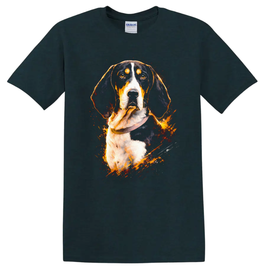 Watercolor Hound Dog Portrait T Shirt for Dog Lovers on a Midnight (Green) T Shirt