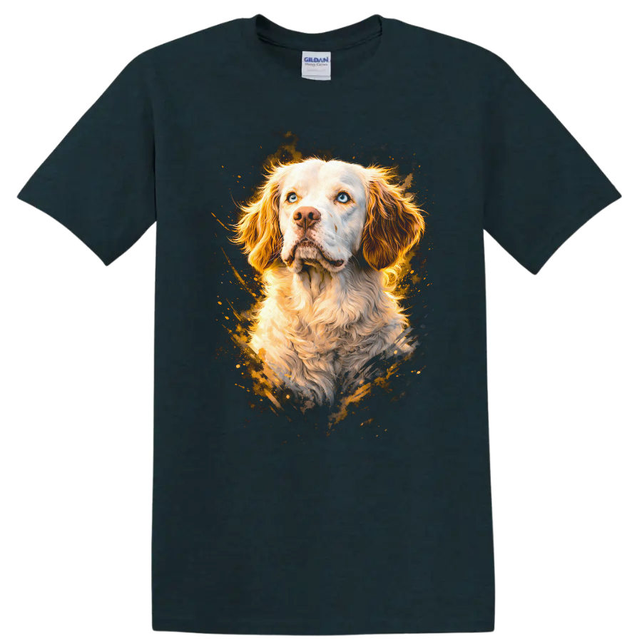 Blue Eyed Cocker Spaniel Dog Portrait T Shirt for Dog Lovers - Midnight (Green)
